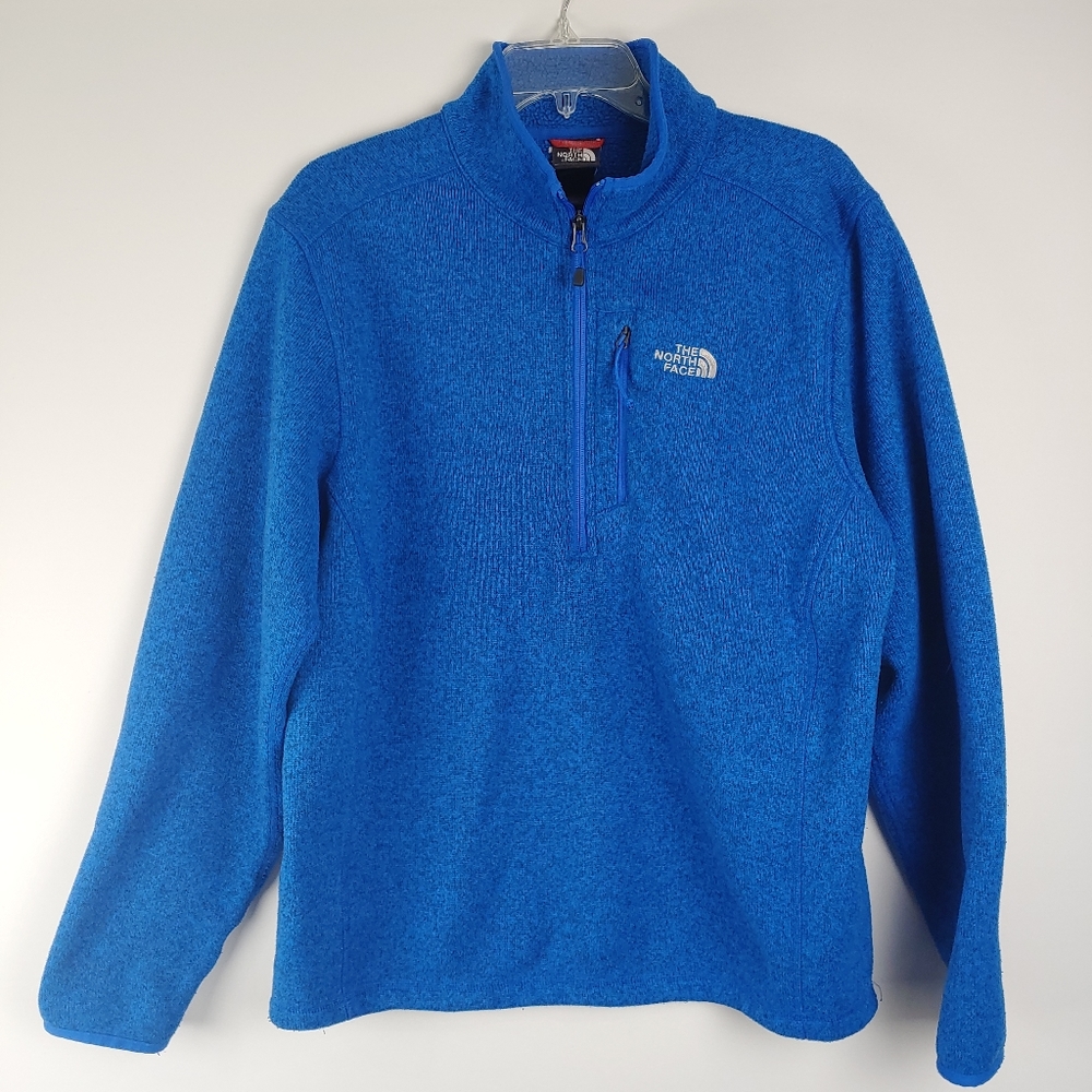 Blue North Face 1/2 zip Cable Knit Sweatshirt Blue - Medium
